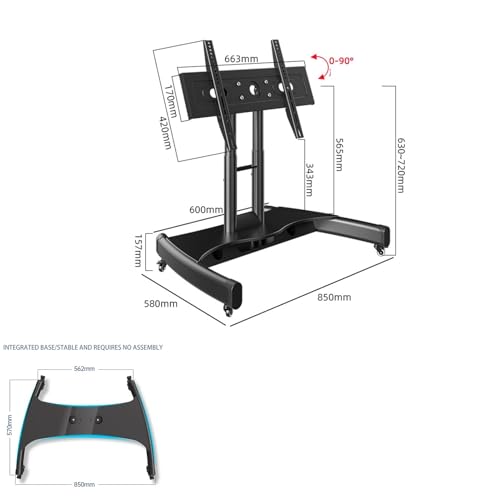 Soporte móvil de TV con ruedas ajustable en altura miniatura 2