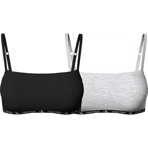 Calvin Klein Mujer Pack de 2 Sujetadores Bralettes Stretch, Multicolor (Black/Grey Heather), M