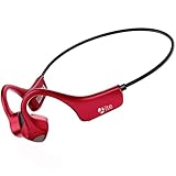 骨伝導イヤホン Bluetooth マイク付き 耳掛け式 こつでんどう イヤホン 耳を塞がない オープンイヤー ノイズキャンセリング 通話専用 クリアな通話体験 ヘッドセット ワイヤレス ヘッドホン 赤