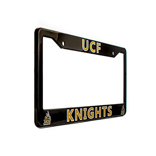 EliteAuto3K UCF Golden Knights License Plate Frame Cover – Black – 12.25” x 6.25” - Ideal Gift for Sports Fans & Supporters – Slim Design