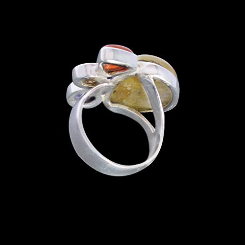 Bague citrine argent 925 véritable anti-ternissement avec cornaline - 6