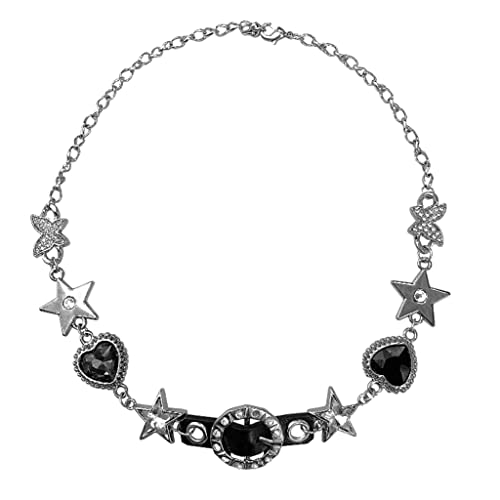 Y2K Choker Short Chain Heart Star Rhinestone Necklace Fashion Clavicle Chain