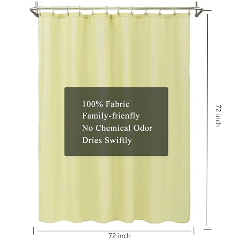 Image of LLSCL Lemon Yellow Fabric Shower Curtain Liner with Magnets, Waterproof Hotel Quality, 72 x 72 Machine Washable