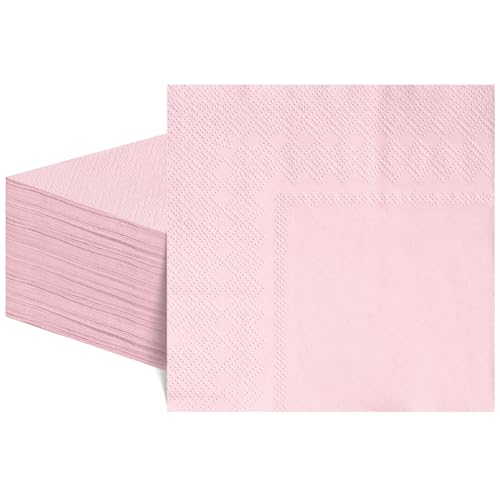 60 Stück Rosa Servietten 25 x 25 cm 2-Lagige Cocktailservietten Rosa Servietten Hochzeit Einweg Dessertservietten für Geburtstage Hochzeiten Babypartys
