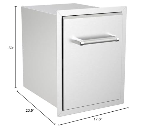 Image of SPIRE Stainless Steel Built-in Roll-Out Trash Can, 10 Gallon Trash Bin, Perfect for Outdoor Island Kitchens, BBQs, Grilling & Cooking, 480-0002
