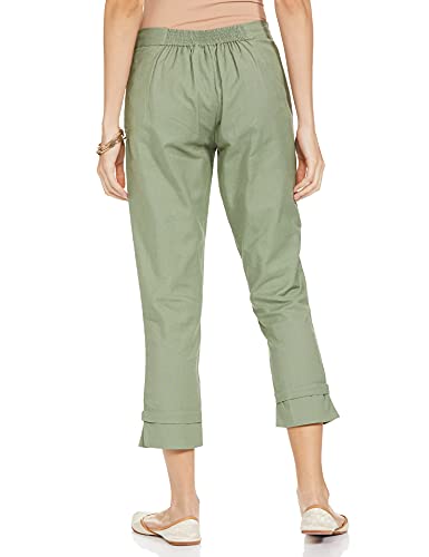 Image of BIBA Cotton Blend Solid Regular Casual Pants