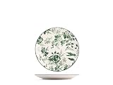 H&H, Lot de 6 assiettes à fruits Margaret en porcelaine décorées vertes – Diamètre 19 cm, adaptées pour lave-vaisselle et micro-ondes