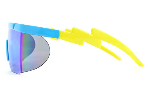 FEISEDY Oversized Mirror Shield Sport 80s Sunglasses Ski Goggles Flat Top One Piece Futuristic Visor Women Men B25224