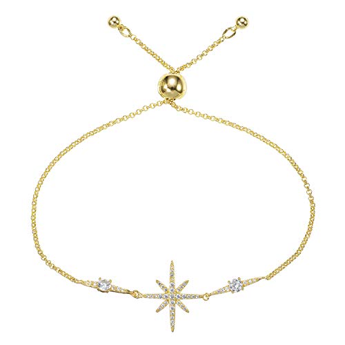 namana Bracelet Etoiles Polaires Pavés de Zircons. Bracelet Femme Or serti de Pierres. Bracelets Femme Doré en Etoile Livré avec Écrin Cadeau