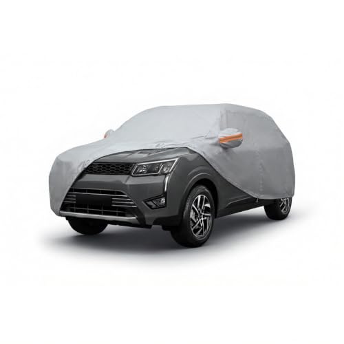 Image of myTVS 100% Waterproof Car Body Cover for Mahindra XUV300 - Custom-Fit, Double-Layer, UV & Dust Proof, Mirror Pockets & Elastic Clip Lock (CSK 7A)