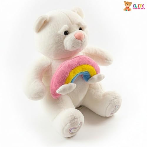 Image of 40 CM Rainbow Bear Plush Toy | Super Soft Stuffed Teddy for Kids | Cute White Teddy Holding Rainbow for Girls & Boys | Ultra Cuddly Soft Toy for Children