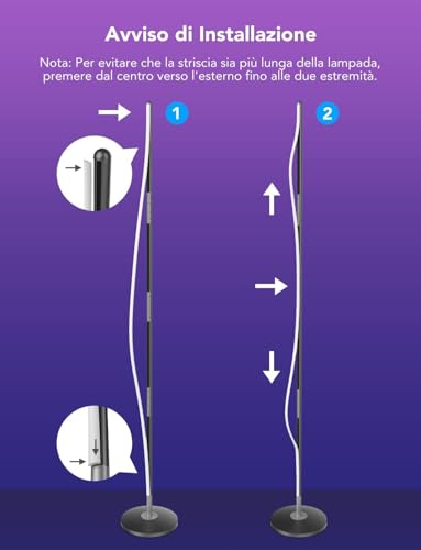 Lampade da Terra LED RGBIC, Piantana Lampada da Terra Funziona con Alexa, Matter, APP, 16 Milioni di Colori Musica Sincronizzazione a Luce Calda per Soggiorno, Camera da Letto, Ufficio - Illuminazione - Immagine 7