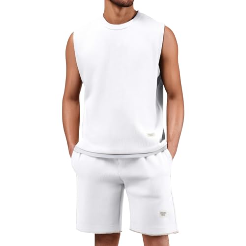 Sport-Outfit Herren Freizeit 2-teilig Sommer Fitness Trainingsset Kühlendes Sportoutfit Y2K Tracksuit für Männer Leisure Suit Short Sleeve T-Shirt + Short Jogging Bottoms Sets