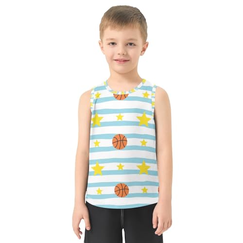 J JOYSAY Basketball Stars Stripes Boys Tank Top Sleeveless Muscle Shirts Quick Dry Sport Workout Active Kids T-Shirts 3-15T2