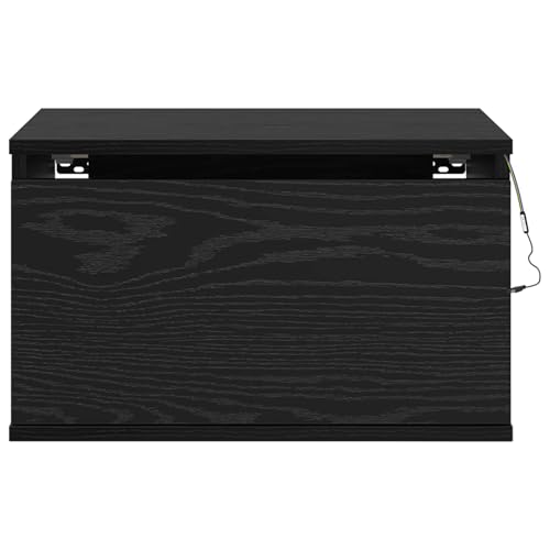 Table de chevet murale en bois chêne noir meuble de rangement - 8