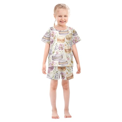 ALAZA Macaron Flower Blossom Pajamas Short Sleeve 2 Piece Sleepwear Top and Bottom Pajama Set Unisex3
