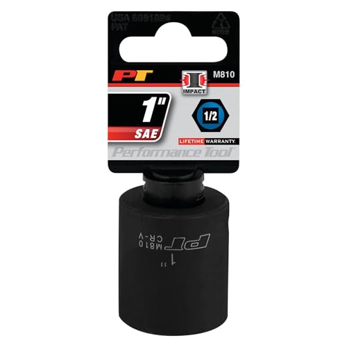 Image of Performance Tool M810 1 /2-Inch Drive 1-Inch 6-Point Impact Socket for Heavy-Duty Use in Automotive, Industrial, and DIY Projects