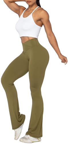 Image of Sunzel Flare Leggings, Crossover Yoga Pants with Tummy Control, High-Waisted and Wide Leg