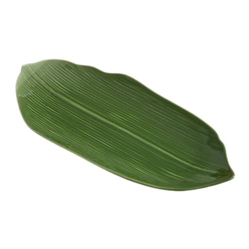 Plato de cerámica rectangular para sushi verde