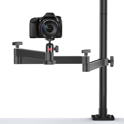 ULANZI Camera Desk Mount Stand with Flexible Arm, Overhead Mount, Articulated Arm with 360° Rotatable Ball Head, Aluminum Desk Mounting Stand for Ring Light/DSLR Camera/Webcam/Panel Light
