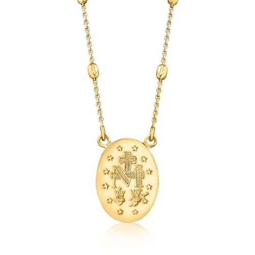Ross-Simons Italian 18kt Gold Over Sterling Miraculous Medal Bead Station Necklace3