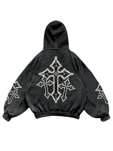 RoseSeek Boy's Y2K Graphic Hoodies Hooded Neck Long Sleeve Vintage