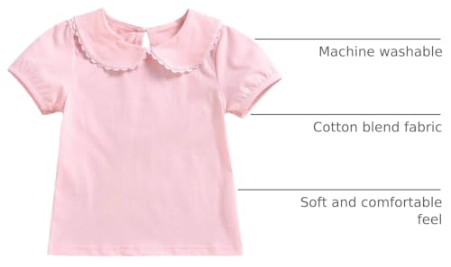 Image of Peter Pan Collar Shirt Toddler Baby Girls White Blouse Puff Sleeve Top