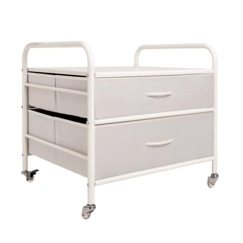 WAYTRIM Mini Fridge Stand with Metal Frame and Wooden Top - Mobile Organizer for Dorms - White