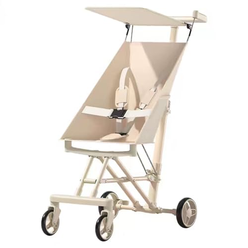 Baby Stroller Lightweight Baby StrollerTravel Baby Item for Toddler 6m to 3yrs Compact Pram Extra Wide Canopy Umbrella Fold Easy Assemble Strap Milky white