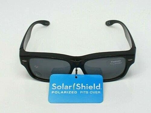 Solar Shield Dioptics Solar shield Fits over Sunglasses (FO-056) UnisexWay shape Black glossy frame,Smoke lenses 54 mm,Gray,SS FO-0562