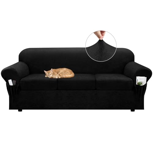 What is Best Cleaning Product for a Faux Leather Couch? Top 20 Find Out! 11 Pfrstuv Sofa Slipcover with Armrest Pockets 4-Piece Set, Stretch Faux Leather Couch Cover for 3-Cushion Couches(Fits 72-92