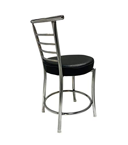 Image of SOMRAJ Chair Comfortable Multi Purpose Home Dining Restaurant Chair with a Leather Cushion Steel (Model) Heavy Duty (1, Black Ring, Standard)