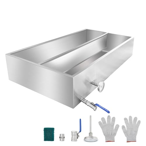 48x24x9.4 Inch Maple Syrup Evaporator Pan, 26 Gal/98L Capacity Stainless Steel Sap Boiling Pan for Home Outdoor Sugar Making