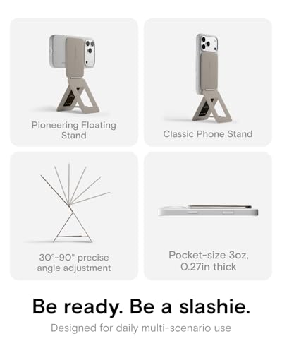 Image of MOFT Phone Tripod Stand Selfie Stick for iPhone, Multi-Angles iPhone Stand, Lightweight & Portable Phone Holder, Strong Magnets, MOVAS Vegan Leather, Travel Essentials, Taupe (Without Card Slot)