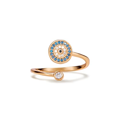 PERIMADE Bague anti-anxiété en argent sterling 925 avec oxyde de zirconium contre le mauvais œil, bague anti-anxiété, bague croisée en verre porte-bonheur hypoallergénique, cadeau pour femme, fille