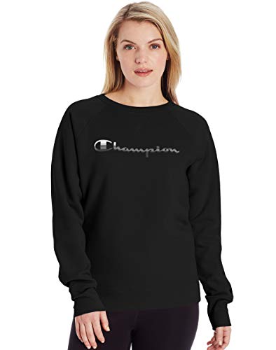 Champion Women's Crewneck, Black-586147, Medium