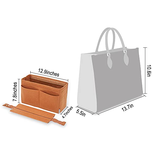 Vercord Felt Purse Organizer Insert Onthego 35 Handbag Tote Bag Organizer Bag in Bag with Removable Zipper
