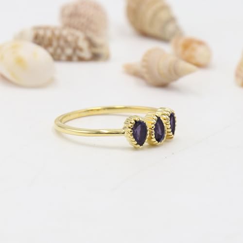 Bague améthyste de style joaillerie fine en argent massif doré - 3