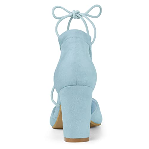Image of Allegra K Women's Pointed Toe Chunky Heels Lace Up Sandals Pumps