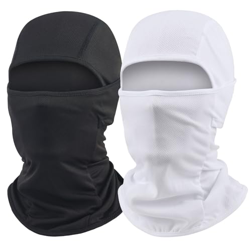 Black White Balaclava Ski Mask for Men 2 Pack Full Face Mask Shiesty Ski Mask Women Motorcycle Summer Face Cover Sun Protection Football Snowboarding