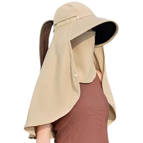 Sombrero de protección solar para mujer con ala grande y capa miniatura 1