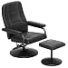 Giantex PU Leather Swivel Recliner Chair with Footrest Stool Ottoman Armchair Lounge Overstuffed Padded Seat, Leather Wrapped Base Home Office Use (Black)