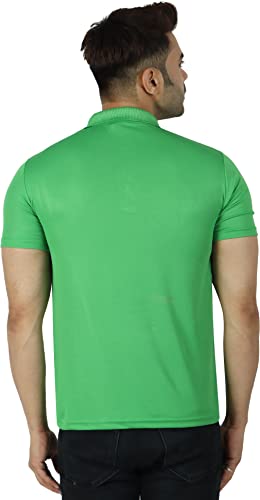 Image of Regular Fit Solid Men Polo Neck Collar T-Shirt Pack of 1 Parrot Green