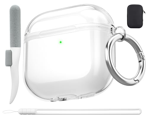 Valkit for AirPods 4 Case Cover Clear Soft TPU Transparent Drop Protection Cases with Cleaning Kit & Keychain Magsafe Compatible Apple AirPods 4 Gen (2025) Protective Cases for Women Men - White