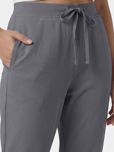 Image of Enamor Mid Rise Regular Length Drawstring Closure Lounge Pants for Women - Slim Fit, Soft and Breathable Stretch Cotton - E014