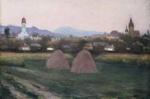 Vue de Nagybanya 1918 peinture à l'huile pour décorer un salon chic