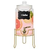 Glass Drink Dispensers For Parties, 1 Gallon...