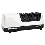 Chef’sChoice 1520 AngleSelect Diamond Hone Electric Knife Sharpener for 15 and 20-Degree Knives 100-Percent Diamond Abrasives Stropping Precision Guides Made in USA, 3-Stage, White