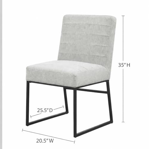 Image of HomePop Channeled Metal Dining Chair - Sustainable Gray Woven (Single Pack)