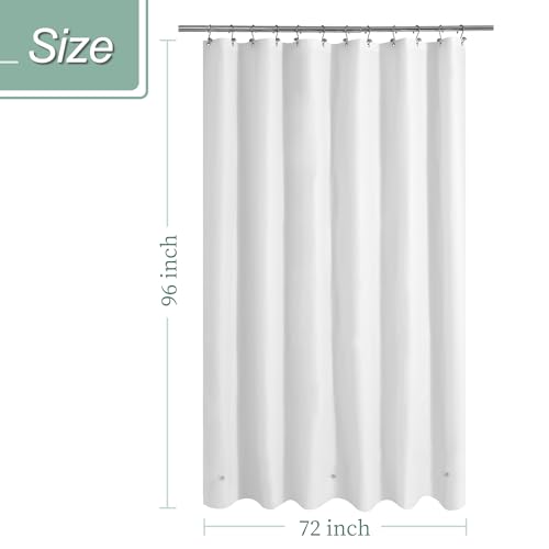 Image of Mrs Awesome Extra Long Shower Curtain Liner with 3 Magnets, Ceiling to Floor XL PEVA Plastic Shower Curtain for Bathroom Lightweight & Waterproof, 72 x 96, White